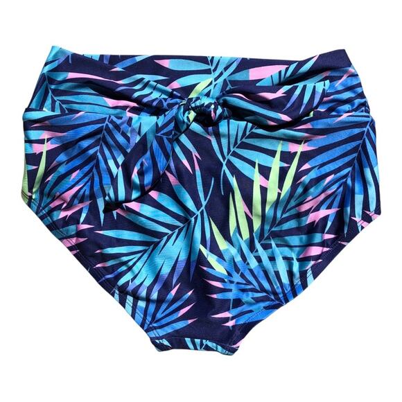 ModCloth NIP Clarice High-Waisted Bikini Bottom Blue Tropical Print Medium - Picture 5 of 10